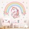 Large Rainbow Wall Decals Unicorn Flower Peel and Stick Wall Art Stickers (Unicorn)